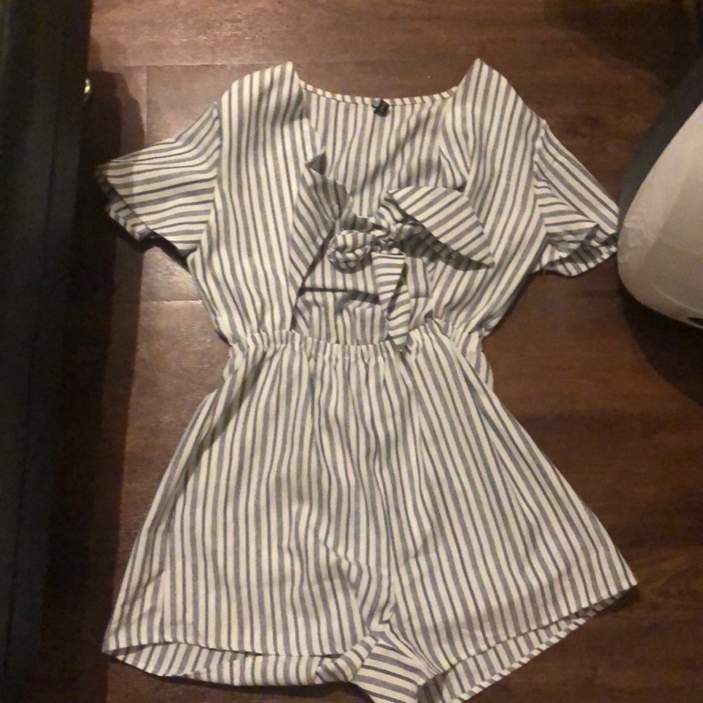 Zara Romper blue and white stripe